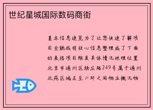 世纪星城国际数码商街